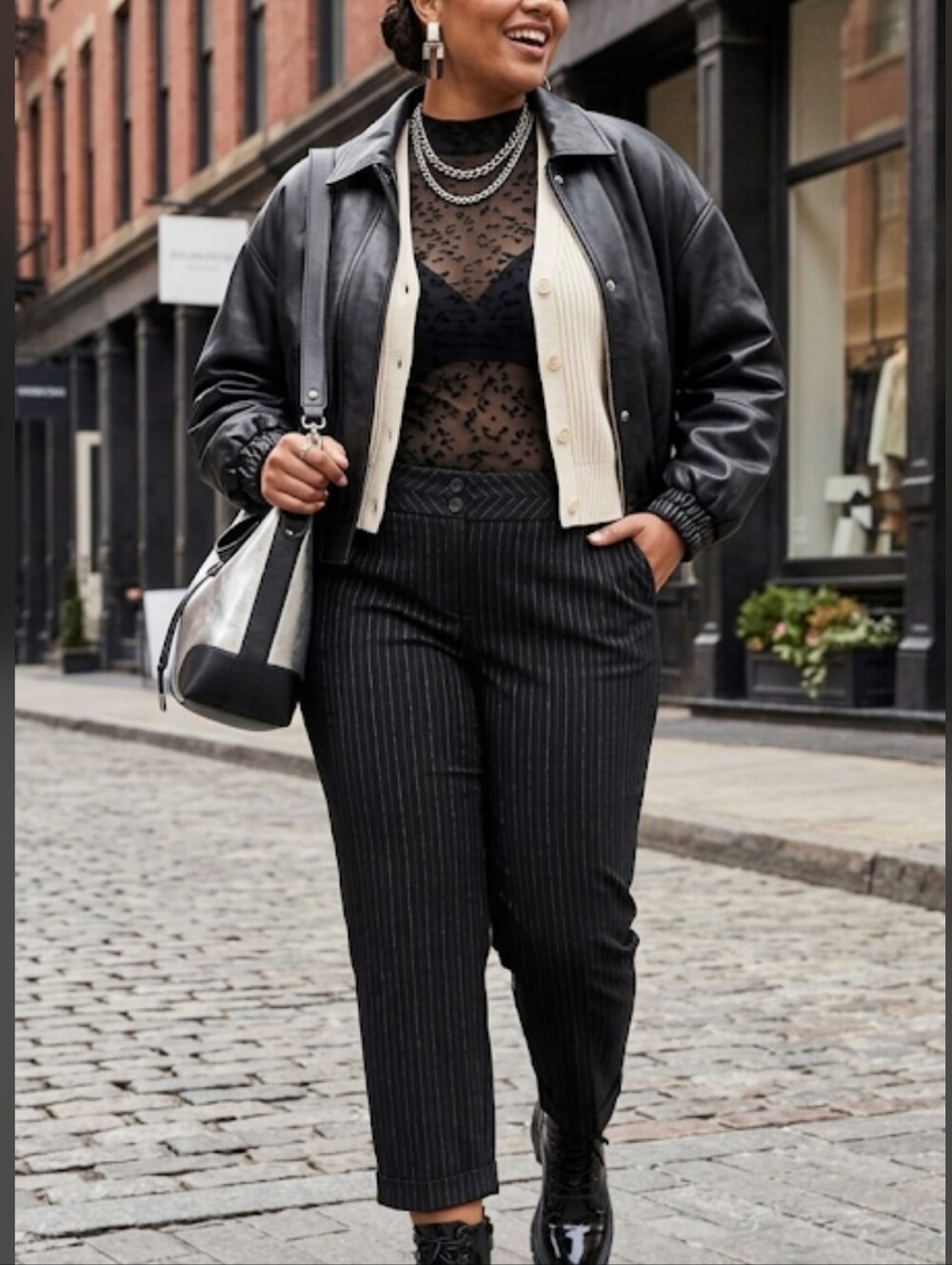 Jones New York Black Pinstripe Capri Dress Pants Women's 16 Business Casual